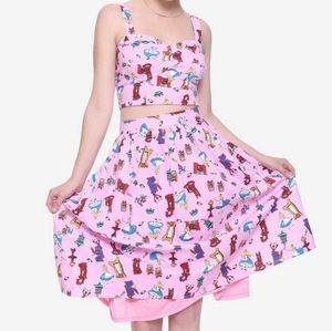 Alice in Wonderland Pink Crop Top & Skirt  Size Medium